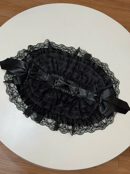 【10月13日予約締切】Gothic Doll Black White Cathedral Print Lace Trim Lolita Op Dress+ Full Dress Set (Flat Hat, Sash, Castle Flower Brooch)