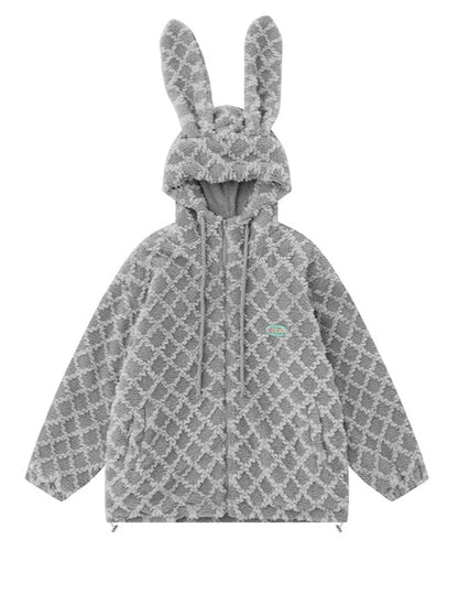 Bunny Ear Hood Plush Cotton Jacket