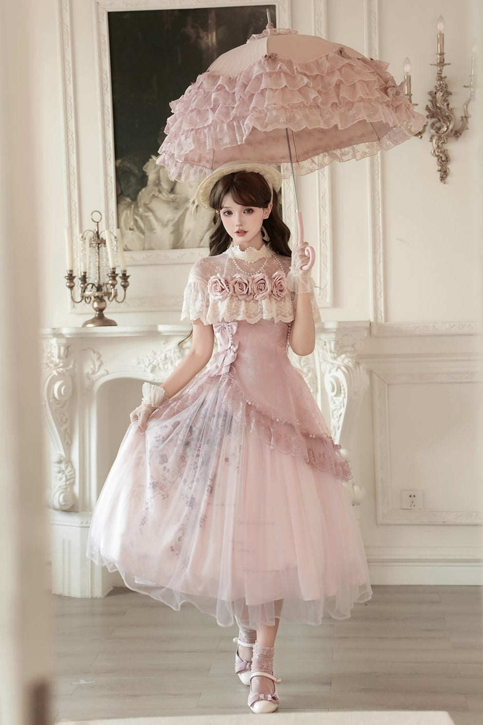 スイートピンクローズエレガントロリータセット