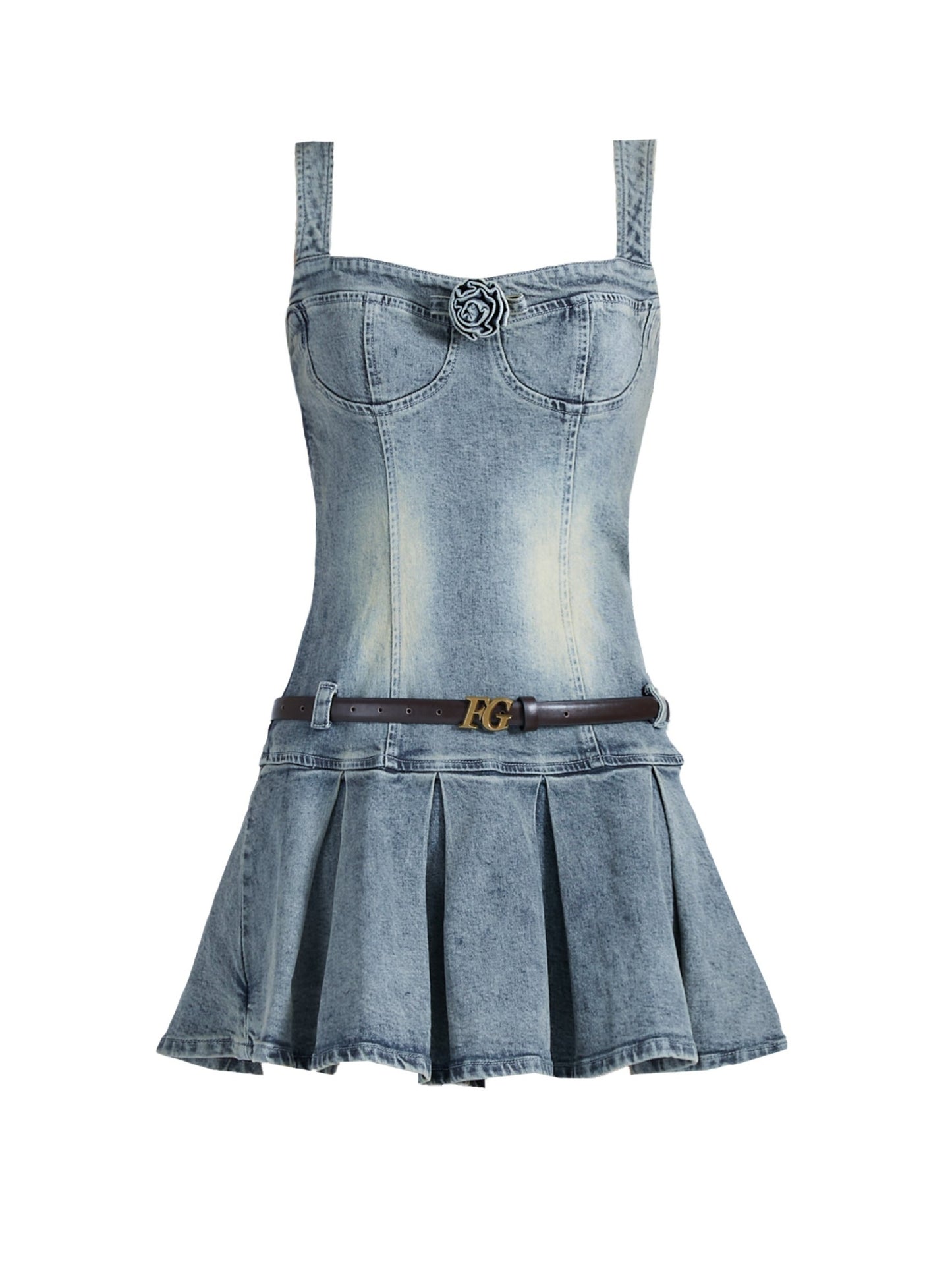 Denim Rose Suspender One Piece