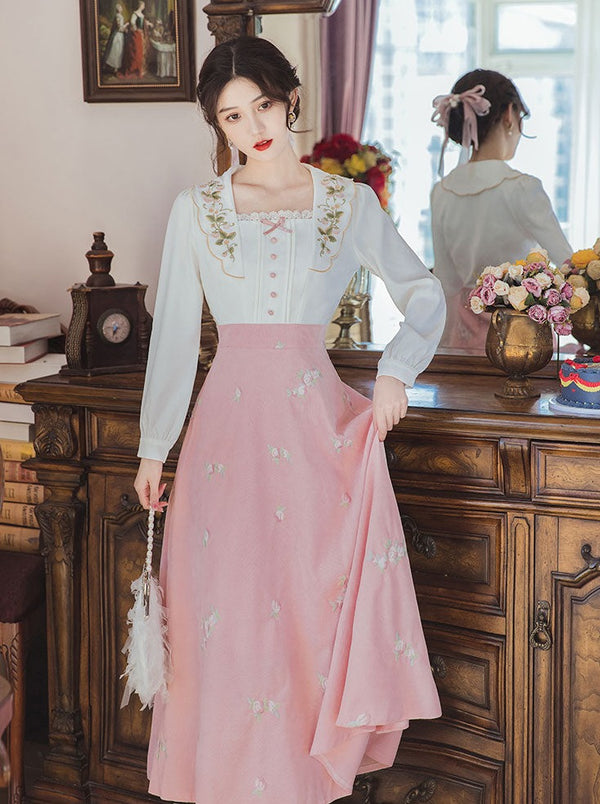 スプリングレトロフラワーワンピース