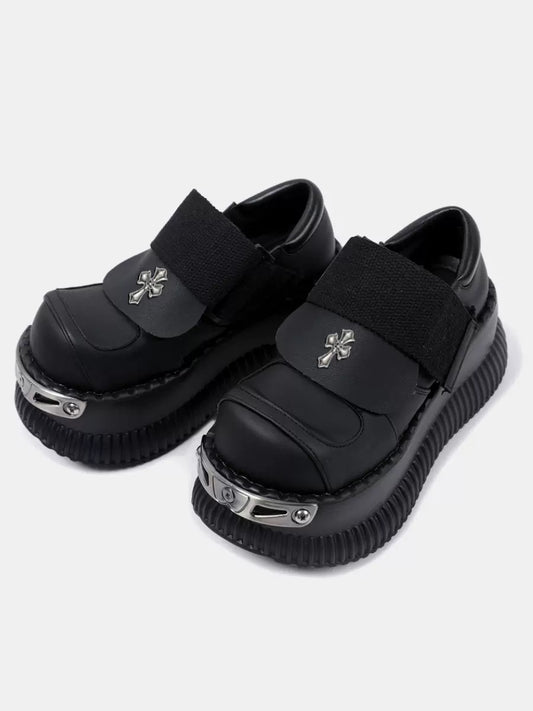 Subculture y2k babes platform shoes metal punk heightened small leather shoes niche design harajuku big-headed flatform shoes