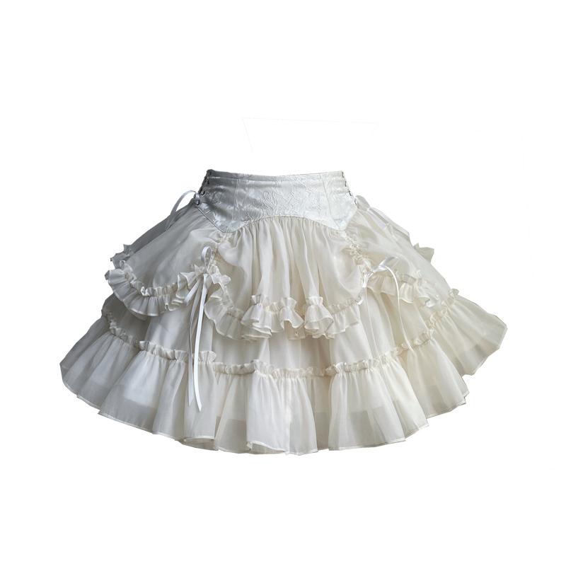 【1月29日予約締切】ゴシックレースアップコルセットビスチェトップス＋ドロストフリルスカート＋バタフライストラップ