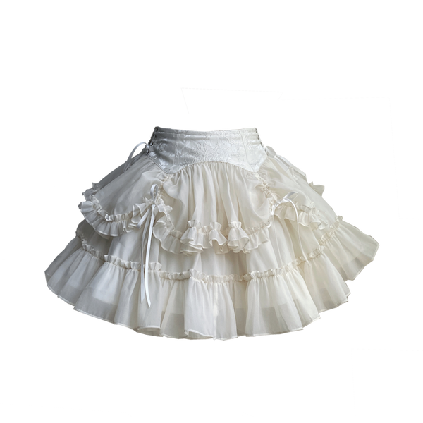 【1月29日予約締切】ゴシックレースアップコルセットビスチェトップス＋ドロストフリルスカート＋バタフライストラップ