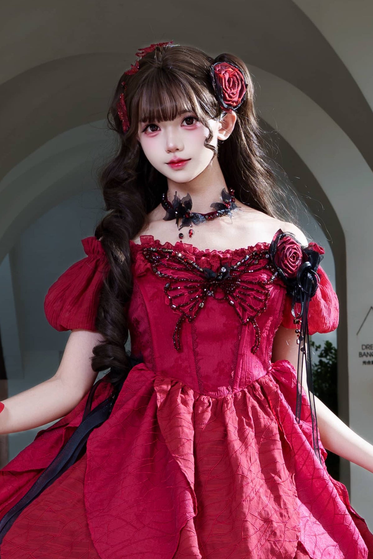 [Pre-order Deadline: October 28] Butterfly Gothic Lolita Series Accessories (Choker Necklace + Hair Clip)