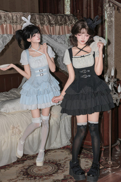 Cool Square Neck Four-Stage Dress