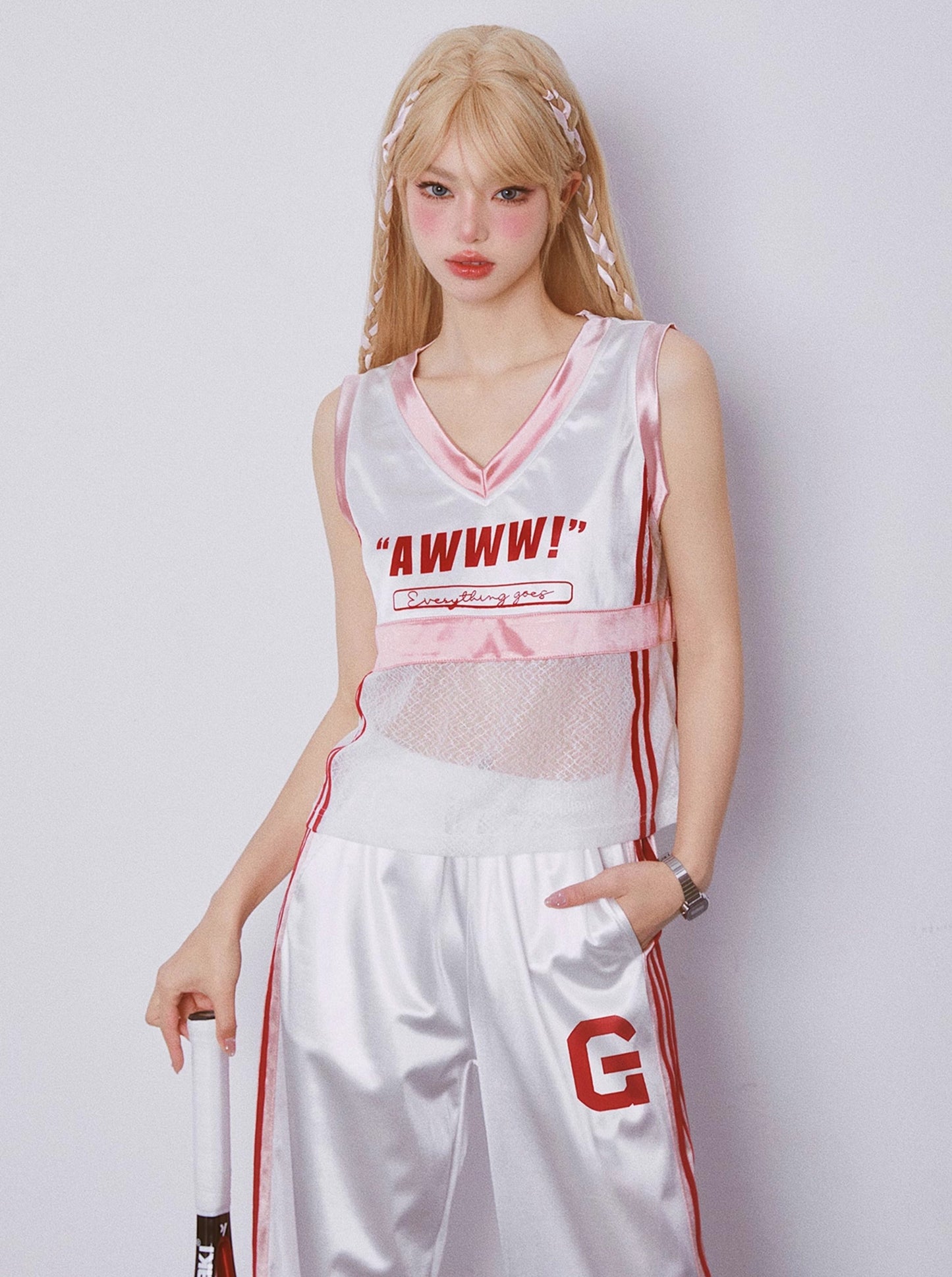 Street Sports Style Sleeveless Top + Casual Pants