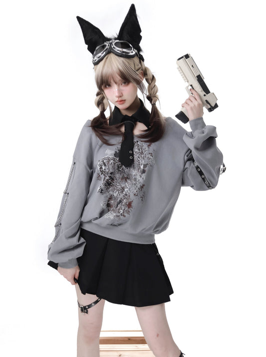 スリープレスドラゴントップス＋プリーツスカート