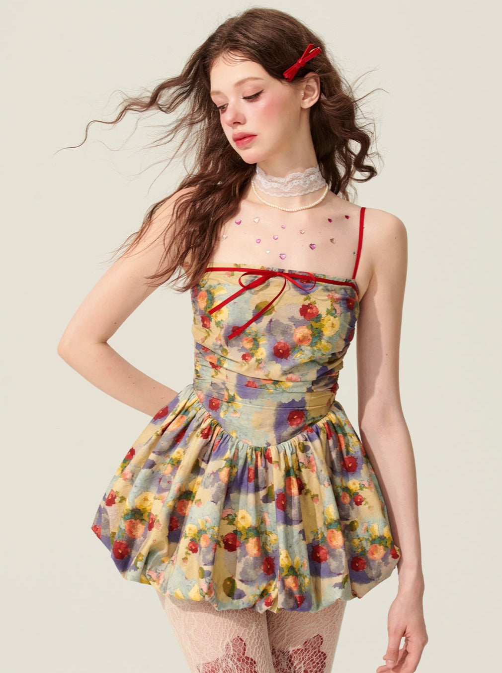 [31 mai à 20 heures en vente] Shao Ye eye Spring Pictorial oil painting slip dress women's summer puffy skirt