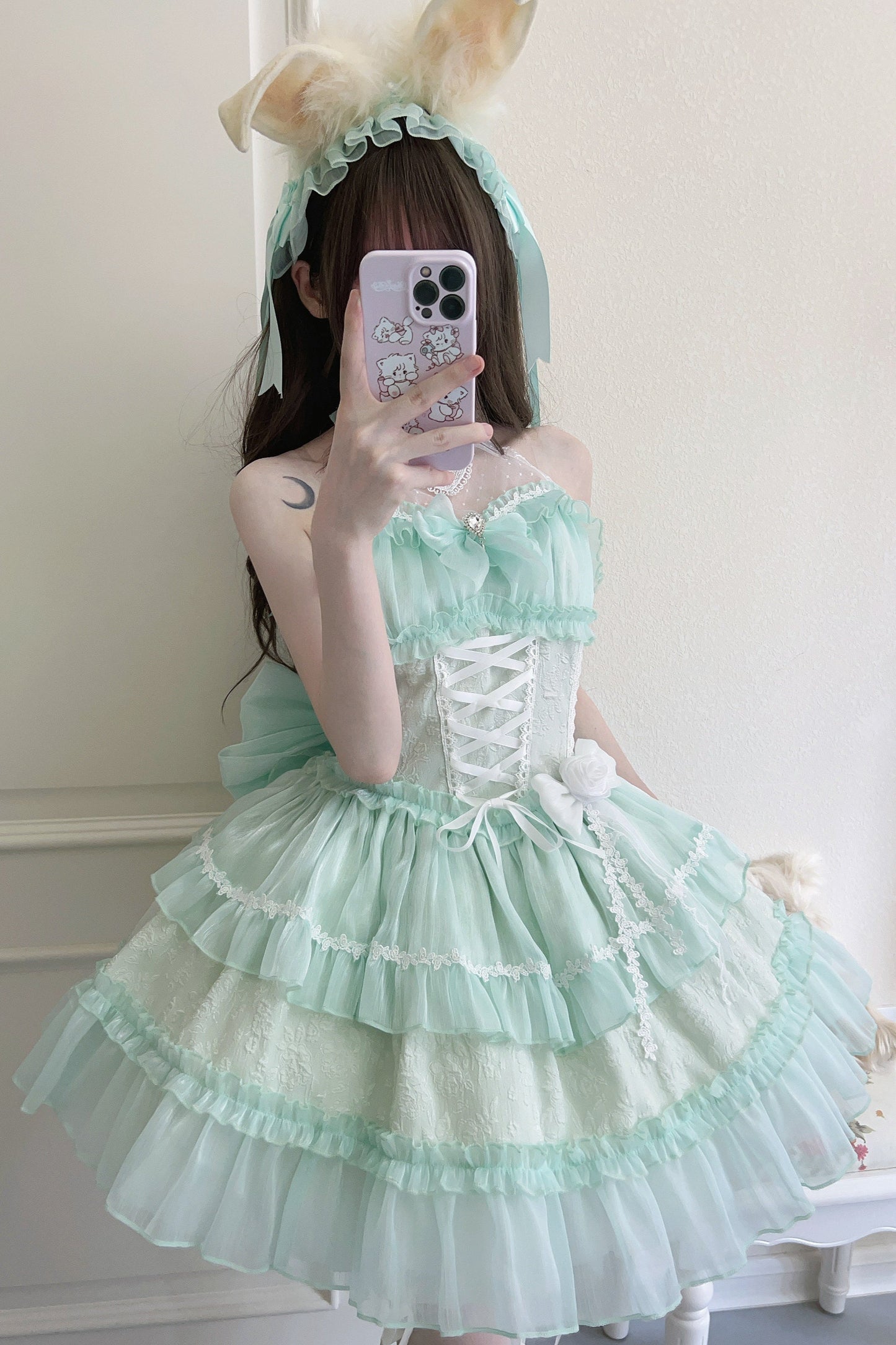 ホルターネックノースリーブシュガーロリータドレス