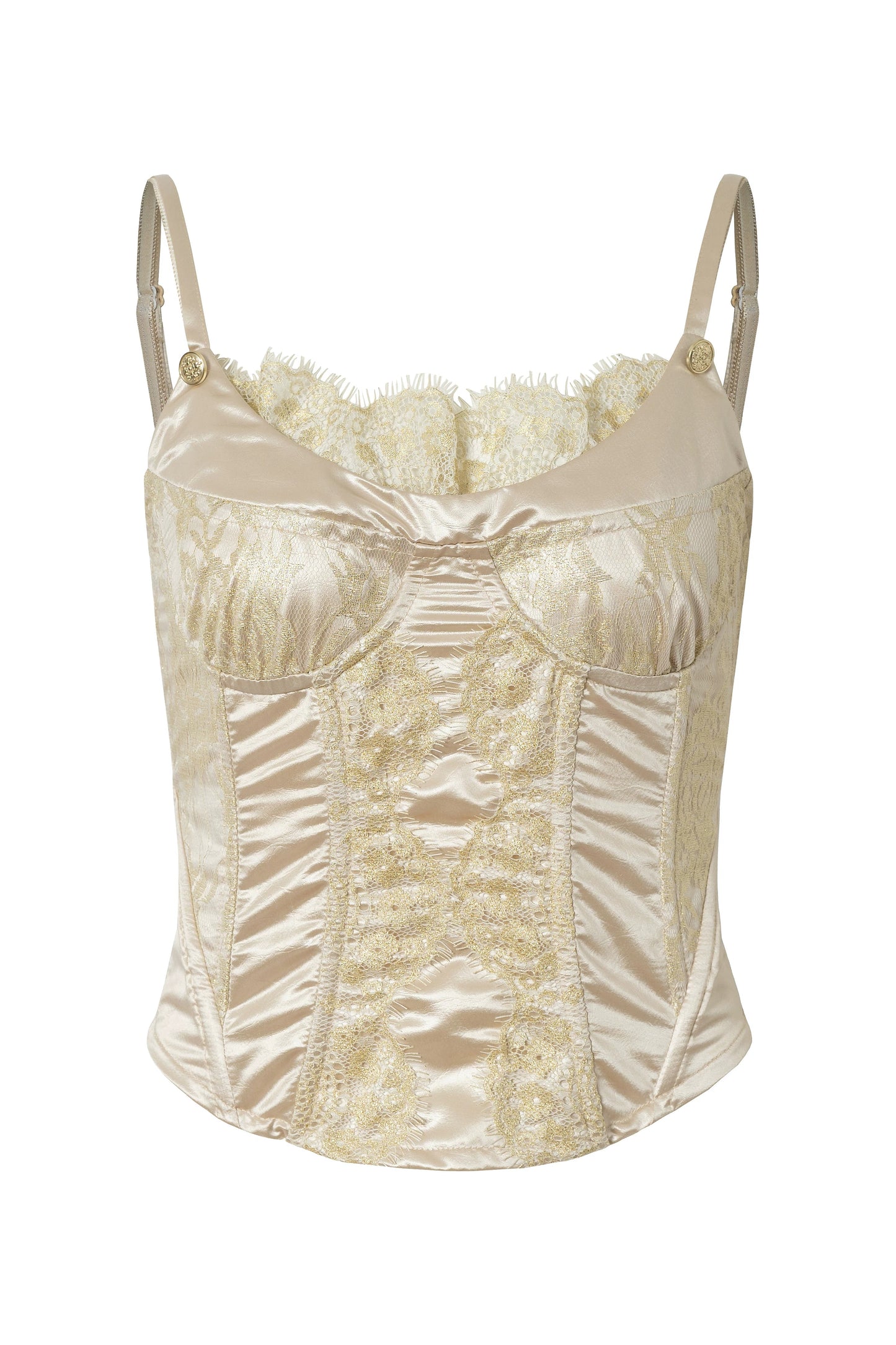 레트로 레이스 새틴 바스티에르 캐미솔