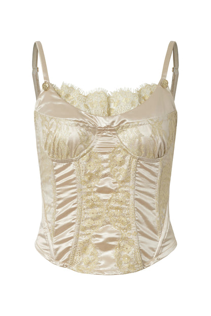 레트로 레이스 새틴 바스티에르 캐미솔