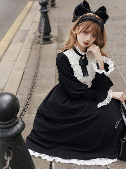 Volume Gothic Maid Lolita Dress + Ribbon