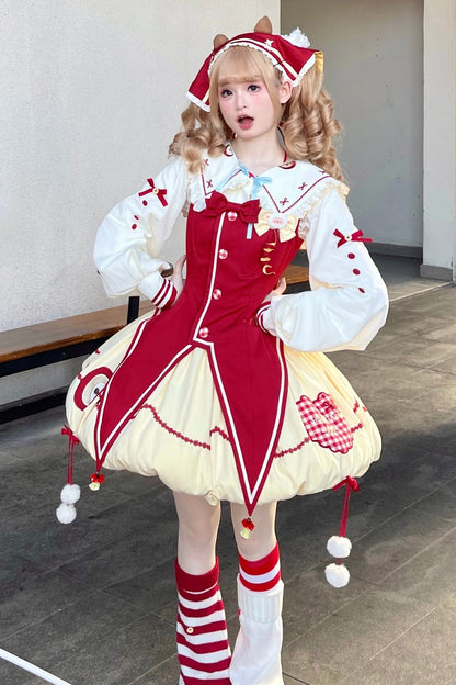 Fairy Tale Little Sheep Apple Balloon Clown Dress Suit + Accessories