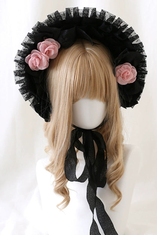 Rose Frill Lolita Bonnet