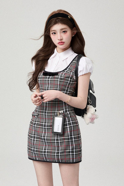 Slim Grey College Bib Dress