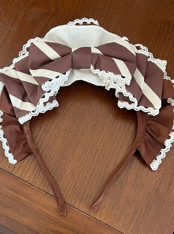 Sweet Chocolate Lolita Skirt + Ruffle Blouse + Lace Short Arm Warmers + Ribbon Catsuit