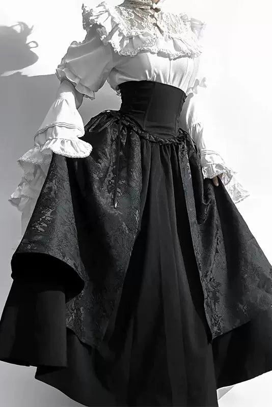 ダークゴシックロリータゴージャススカート＋フリルブラウス