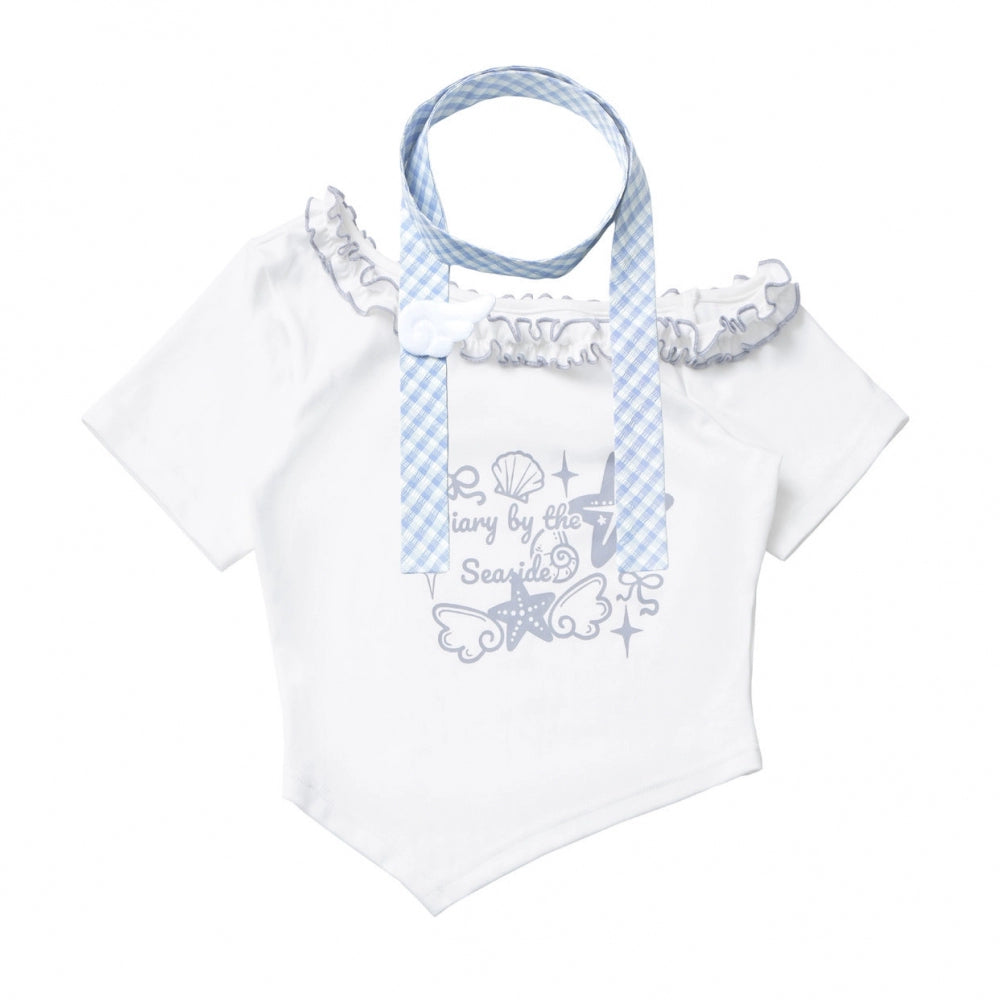 パステルスイートツインスカーフ付きTシャツ＋パフスカート＋アームカバー