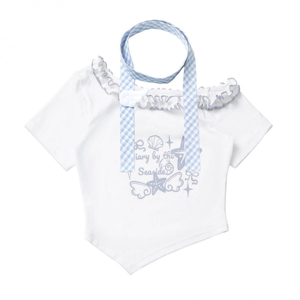 パステルスイートツインスカーフ付きTシャツ＋パフスカート＋アームカバー