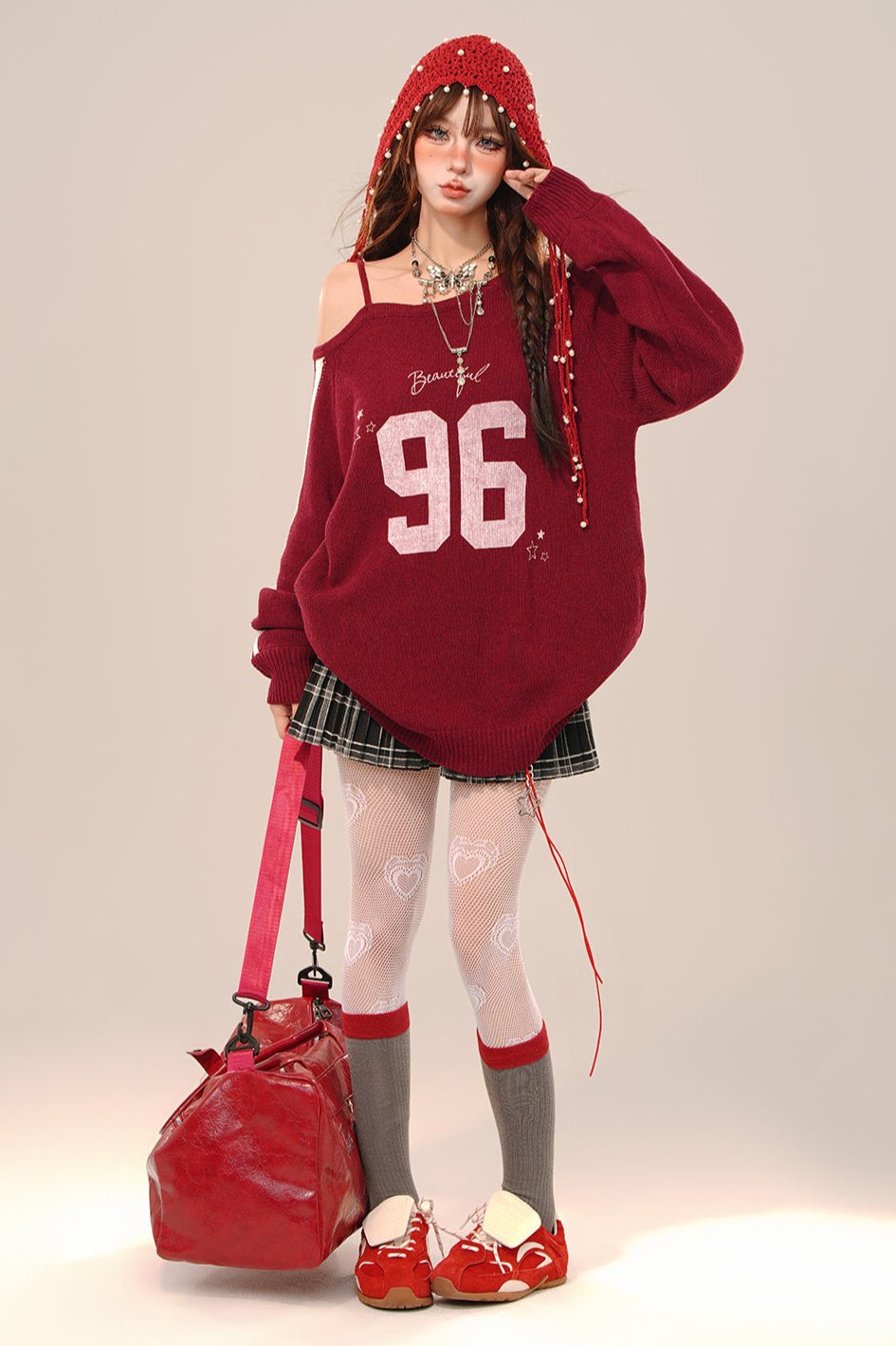 Over -size Slanted shoulder sweatshirt