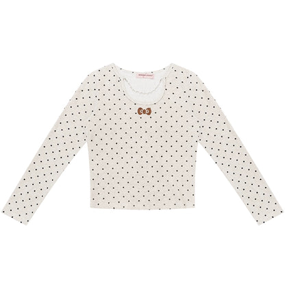 ポルカドットチェーンニットトップ