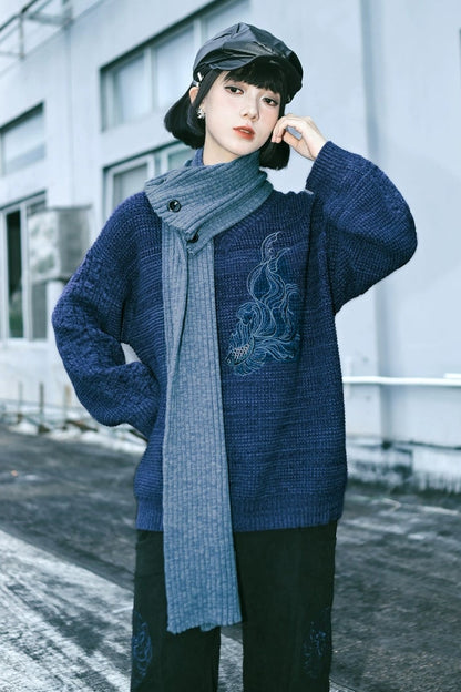 モードルーズデザインニット