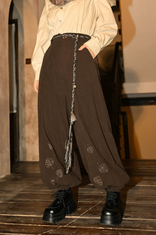 Loose Maillard Print Bloomer Pants