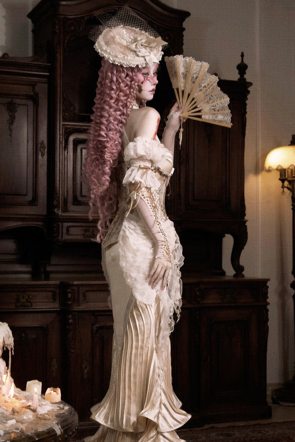 フレンチロココサテンロングマーメイドスカート