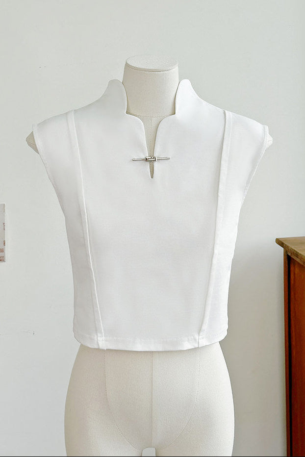 [Pre-Order] Black/White Cyber Chinese Crop Top