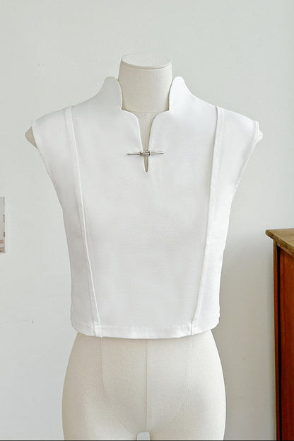 [Pre-Order] Black/White Cyber Chinese Crop Top