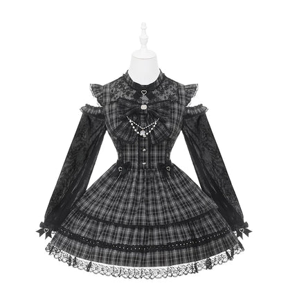 Elegantes Dark Kawaii Kleid + Kopfschmuck