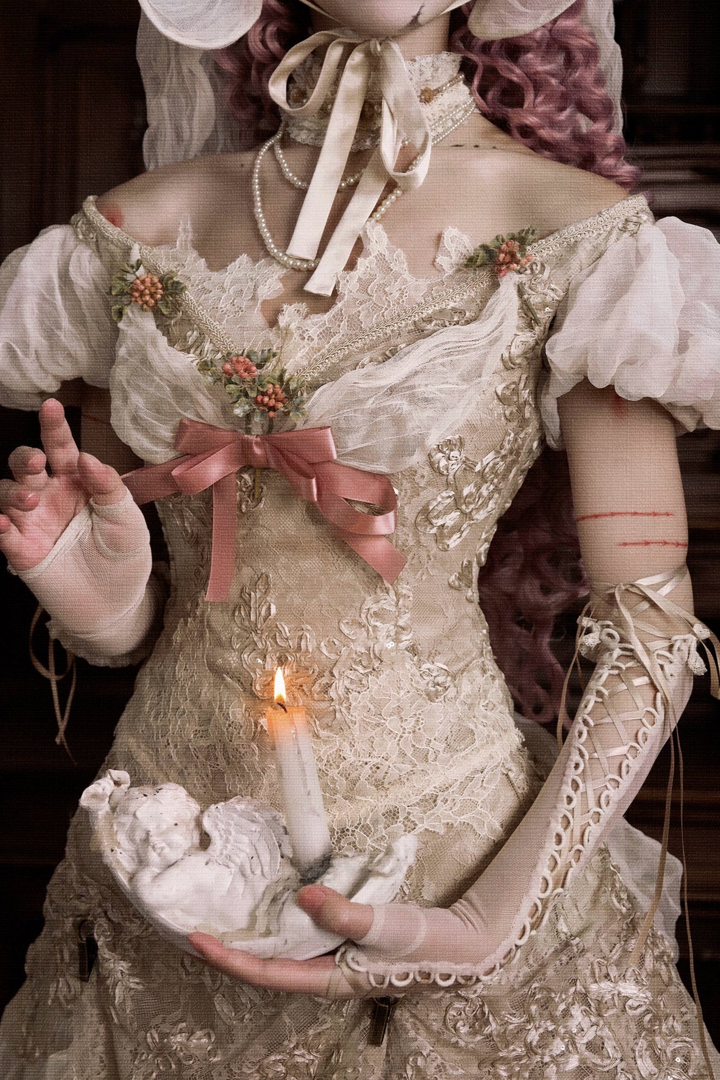 Edwardian Elegant One Shoulder Puff Sleeve Top + Leg Covers