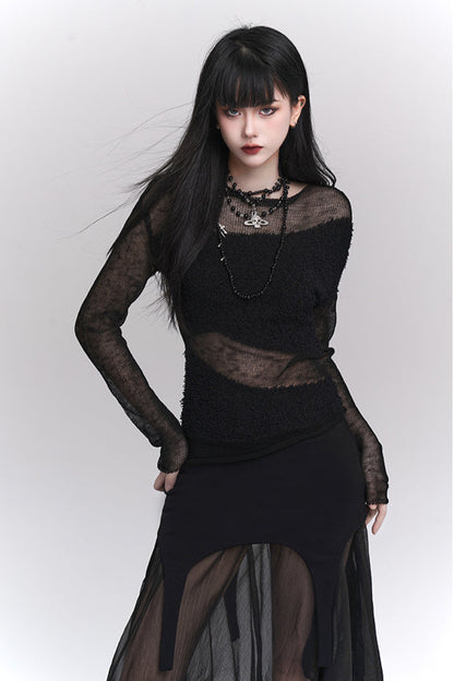 Sheer mode top + sheer long skirt