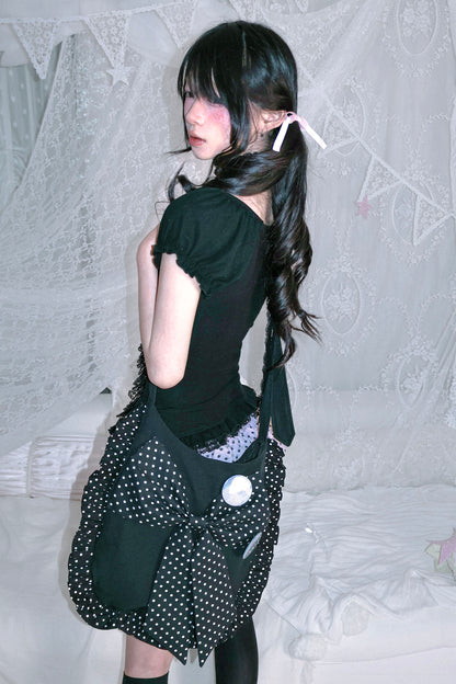 ポルカドットビッグリボンアジャスタブルバッグ