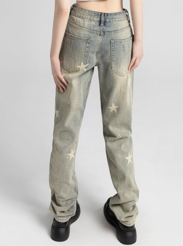 starched denim pants