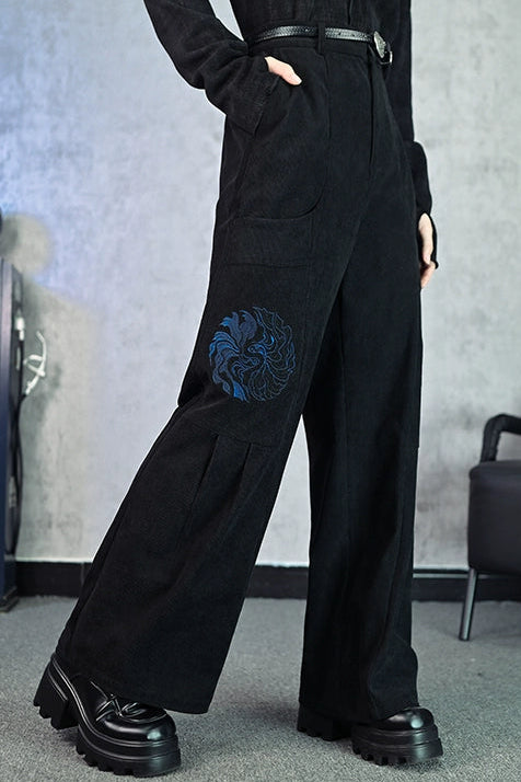 レトロコーデュロイワイドレッグパンツ