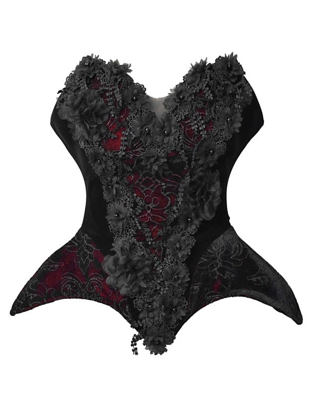 Dark Gothic Corset + Dark Flower Gloves