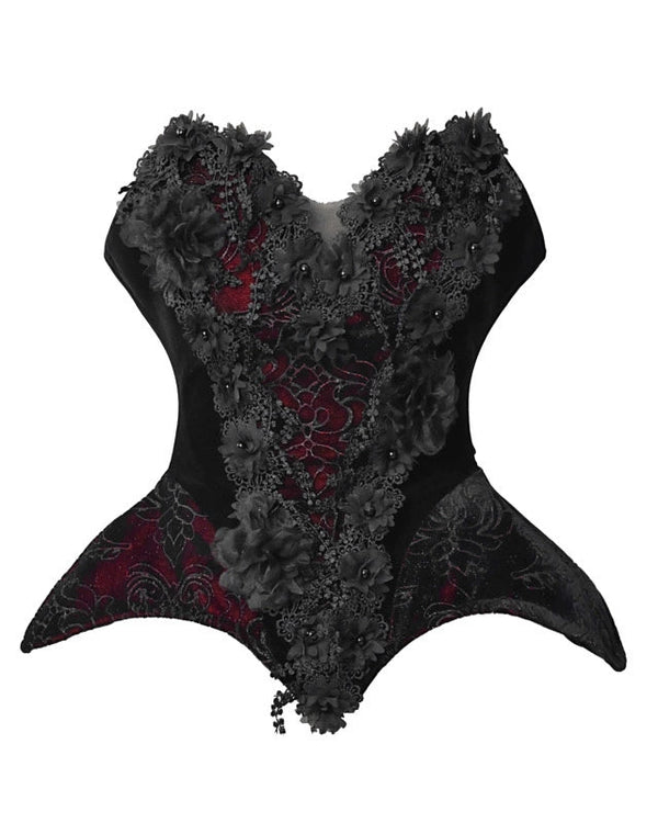 Dark Gothic Corset + Dark Flower Gloves