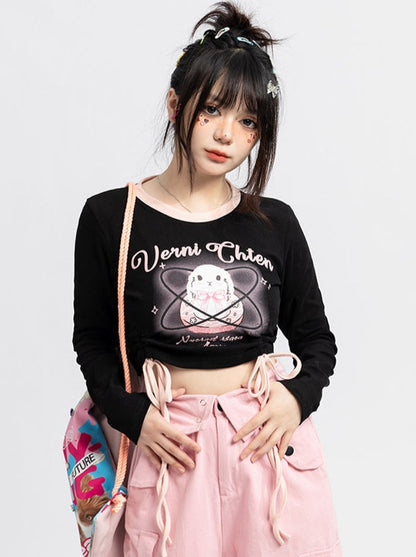 Shirred Bunny Design Short Top