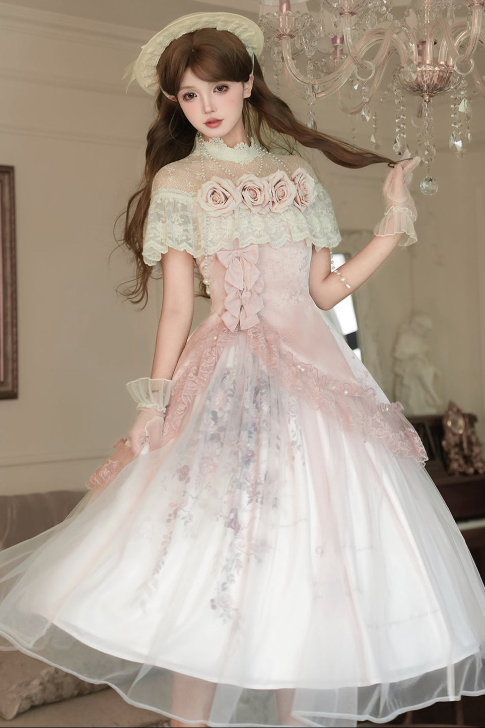 スイートピンクローズエレガントロリータセット