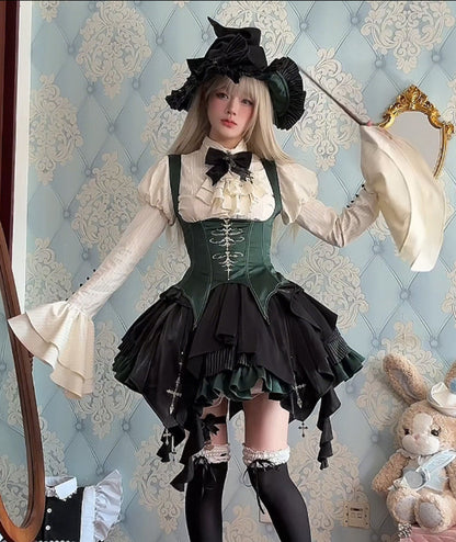 【12月3日予約締切】inverted spell contract ダークゴシックウィッチドレスフルセット＋シャツ＋ベスト＋スカート
