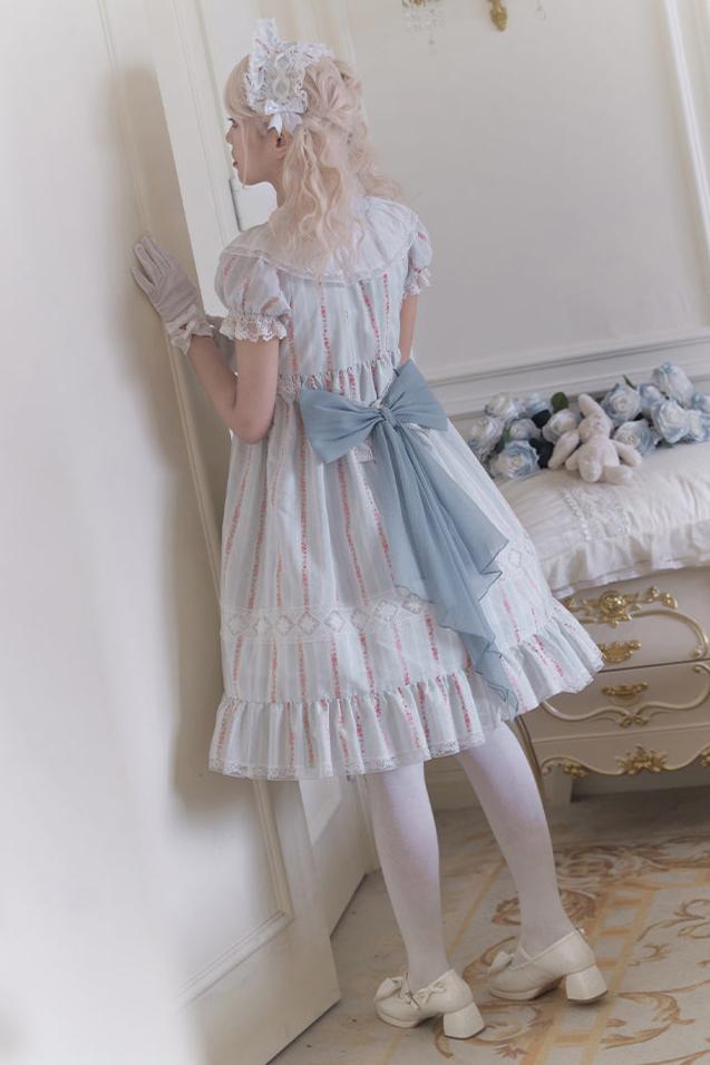 Pure White Sweet Long One Piece + Surprising Ribbon + Hair Band