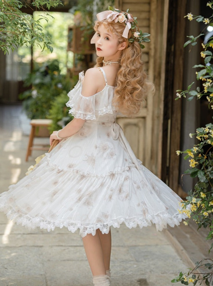 Pure White Flower Chiffon Lolita Summer Dress