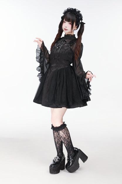 地雷バードサスペンダードレス＋シアースリーブトップス