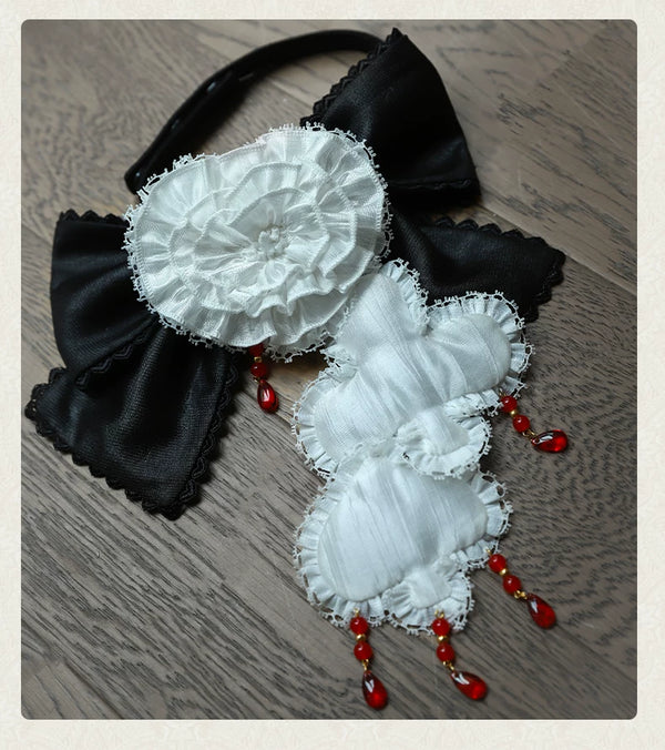 【9月3日予約締切】Gothic Fantasy Ribbon Choker with Playing Card and Bead Motif
