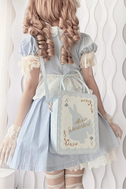 [Clôture des réservations le 16 juillet] Sac carré Alice fantaisie lapin cartes à pois avec bandoulière