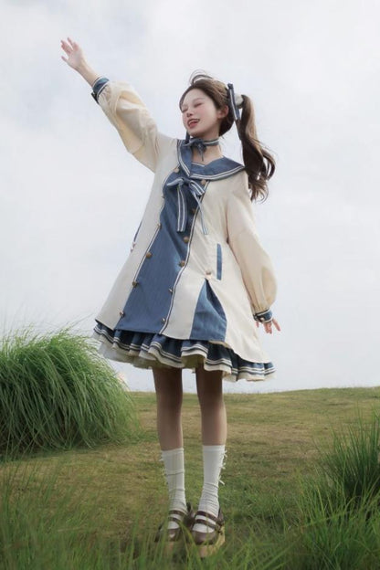 [October 18 reservation deadline] Sailor color A line layered dress