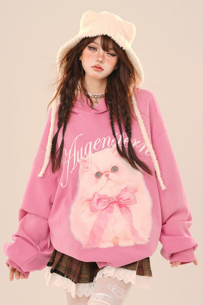 Cat Doll Loose Hoodie Oversized Sweatshirt