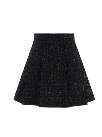 Shiny Tweed Ribbon Jacket + Flared Skirt